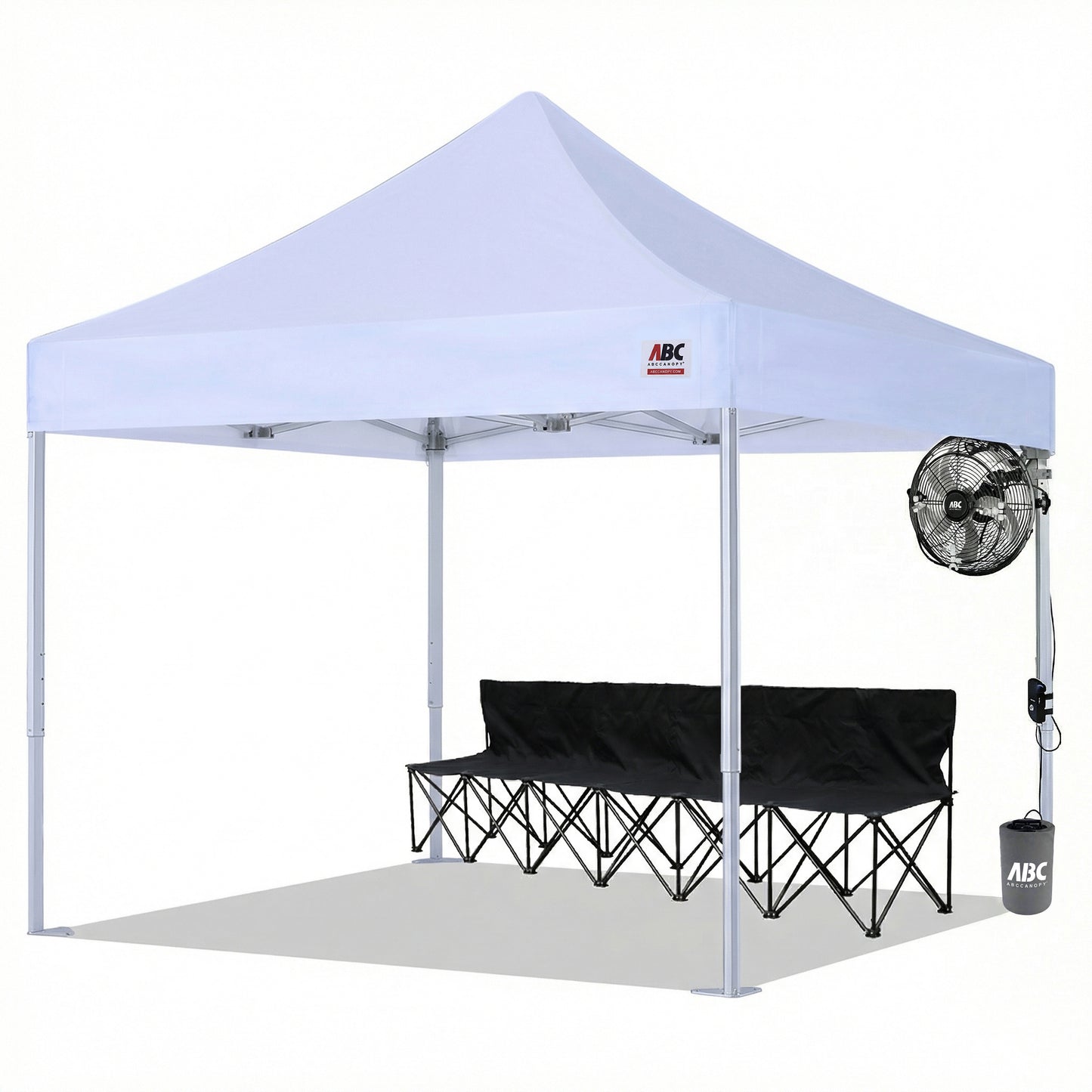 Work Site Packs: Aluminum Canopy + Fan Kit + Folding Bench